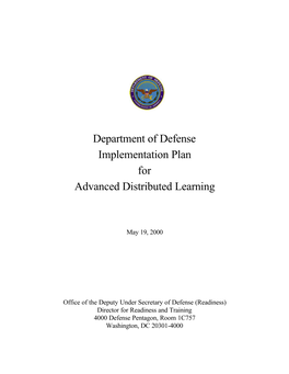 Department of Defense Implementation Plan for Advanced Distributed Learning