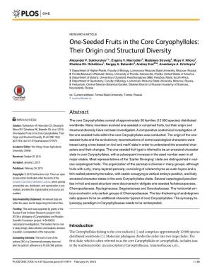 One-Seeded Fruits in the Core Caryophyllales: Their Origin and Structural Diversity