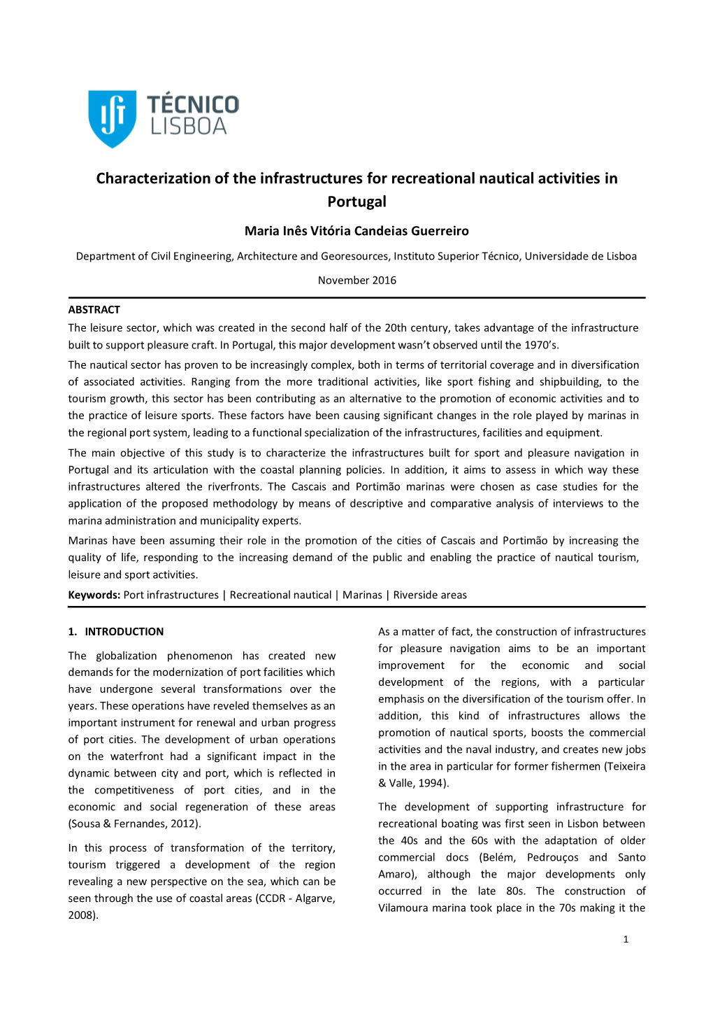 Characterization of the Infrastructures for Recreational Nautical Activities In