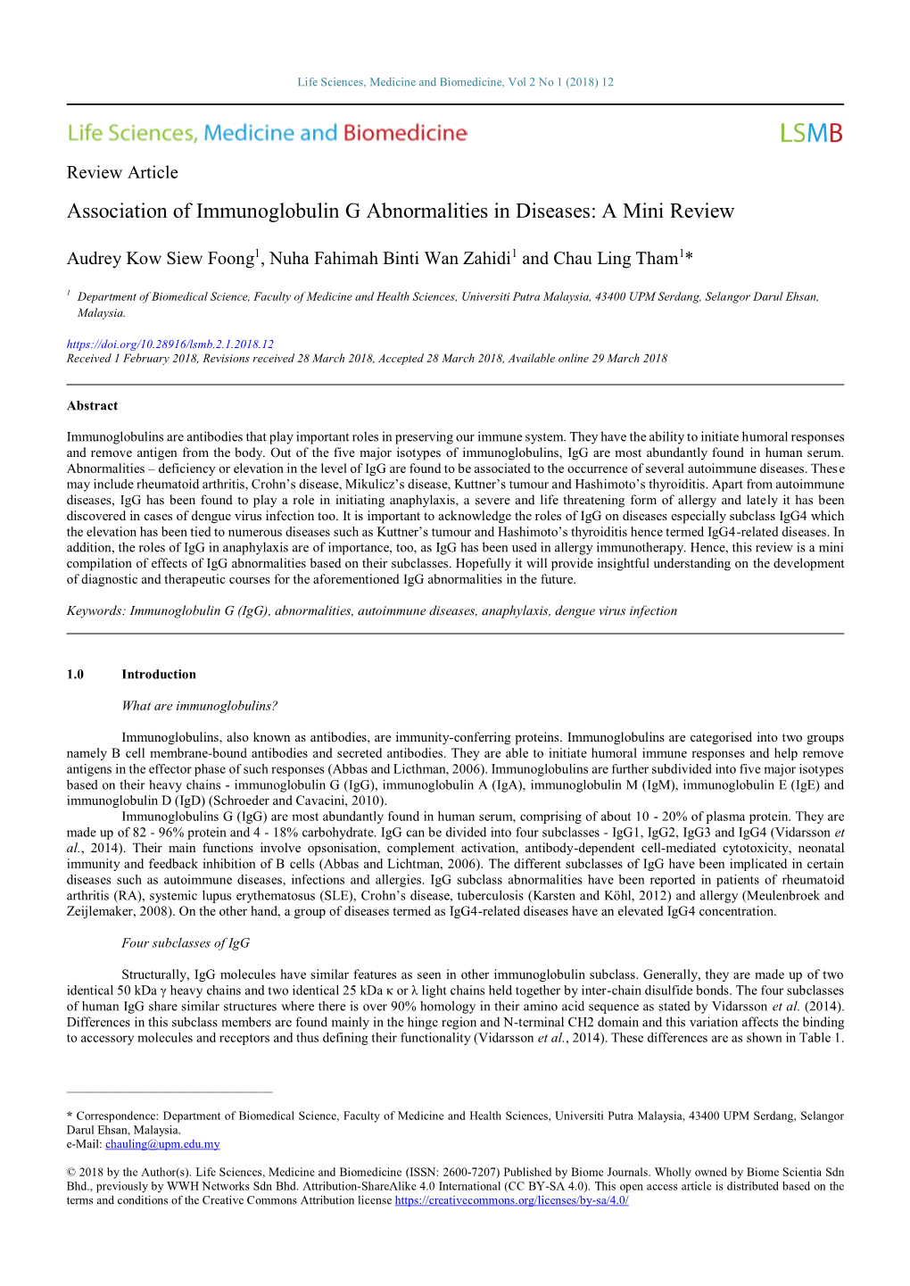 Association of Immunoglobulin G Abnormalities in Diseases: a Mini Review