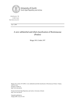 'A New Subfamilial and Tribal Classification of Restionaceae