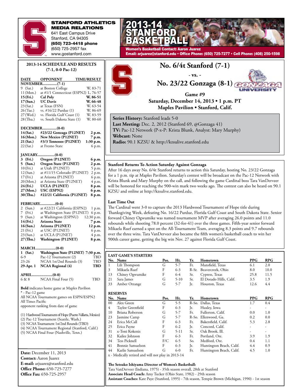 2013-14 Stanford Basketball