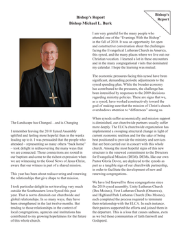 Bishop's Report Bishop Michael L. Burk