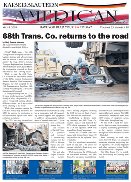 68Th Trans. Co. Returns to the Road by Maj