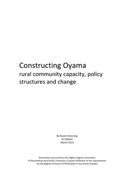 Constructing Oyama Rural Community Capacity, Policy Structures and Change