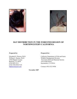 Bat Distribution in the Forested Region of Northwestern California
