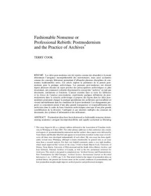 Postmodernism and the Practice of Archives*