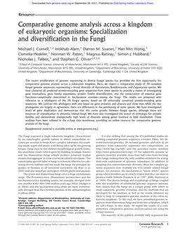 Comparative Genome Analysis Across a Kingdom of Eukaryotic Organisms: Specialization and Diversification in the Fungi