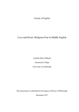 Love and Drede: Religious Fear in Middle English