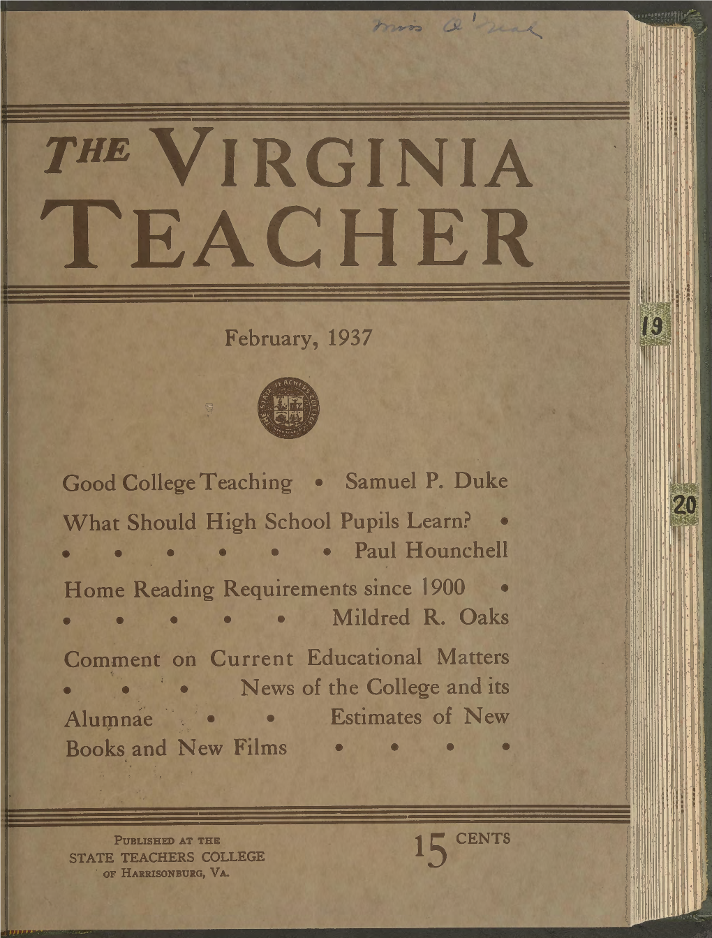 The Virginia Teacher, Vol. 18, Iss. 2, February 1937