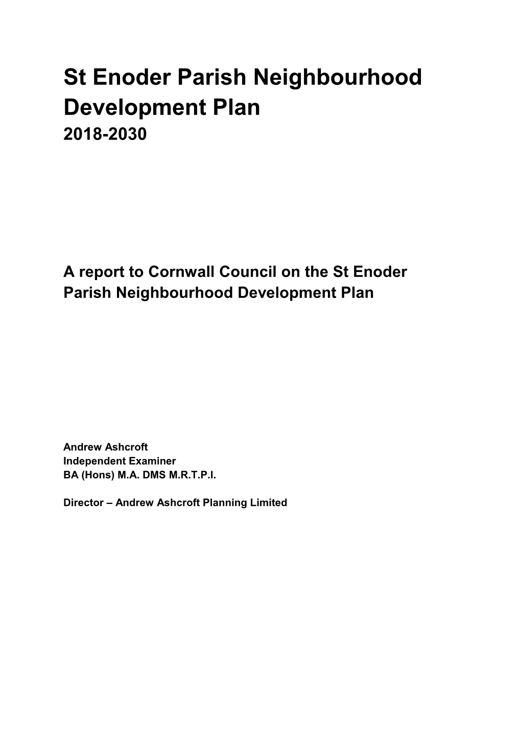 St Enoder Parish Neighbourhood Development Plan 2018-2030