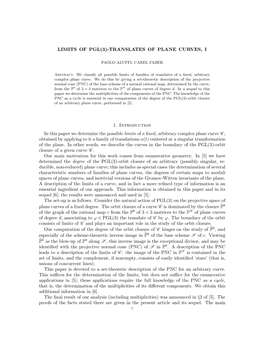 Limits of Pgl(3)-Translates of Plane Curves, I