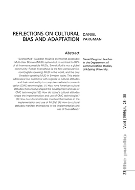 Reflections on Cultural Bias and Adaptation