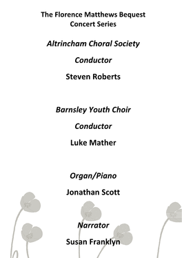 Altrincham Choral Society Conductor Steven Roberts Barnsley Youth