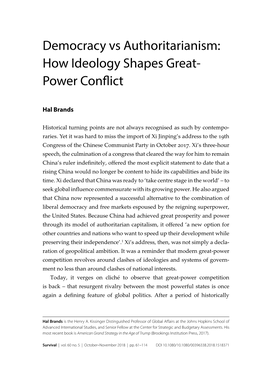 Democracy Vs Authoritarianism: How Ideology Shapes Great- Power Conflict