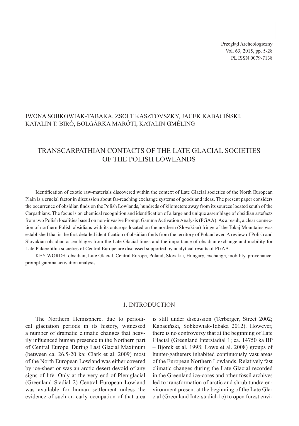 Transcarpathian Contacts of the Late Glacial Societies of the Polish Lowlands