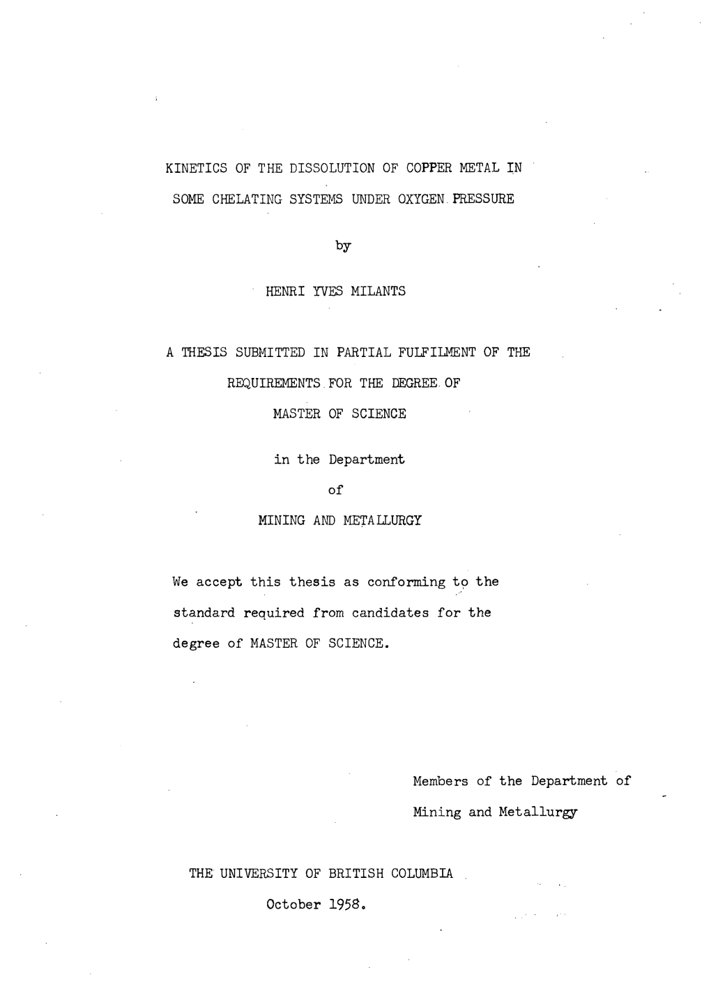 Kinetics of the Dissolution of Copper Metal in Some