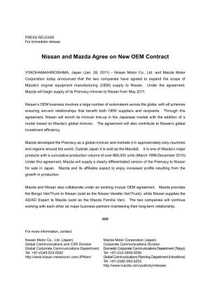 Nissan and Mazda Agree on New OEM Contract