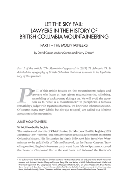 Lawyers in the History of British Columbia Mountaineering