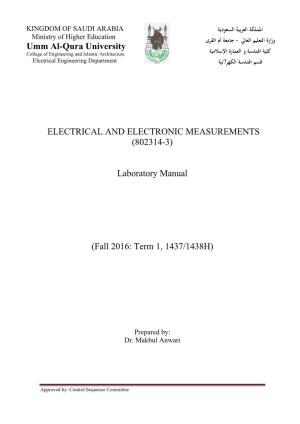 802314-3) Laboratory Manual (Fall 2016: Term 1, 1437/1438H