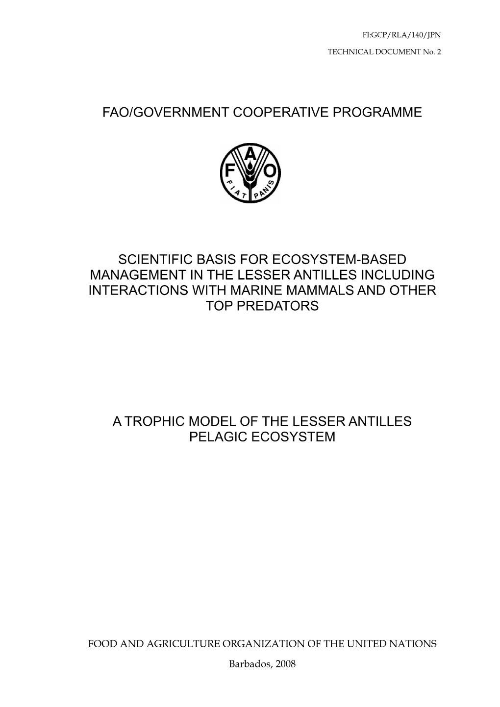 Fao/Government Cooperative Programme Scientific Basis