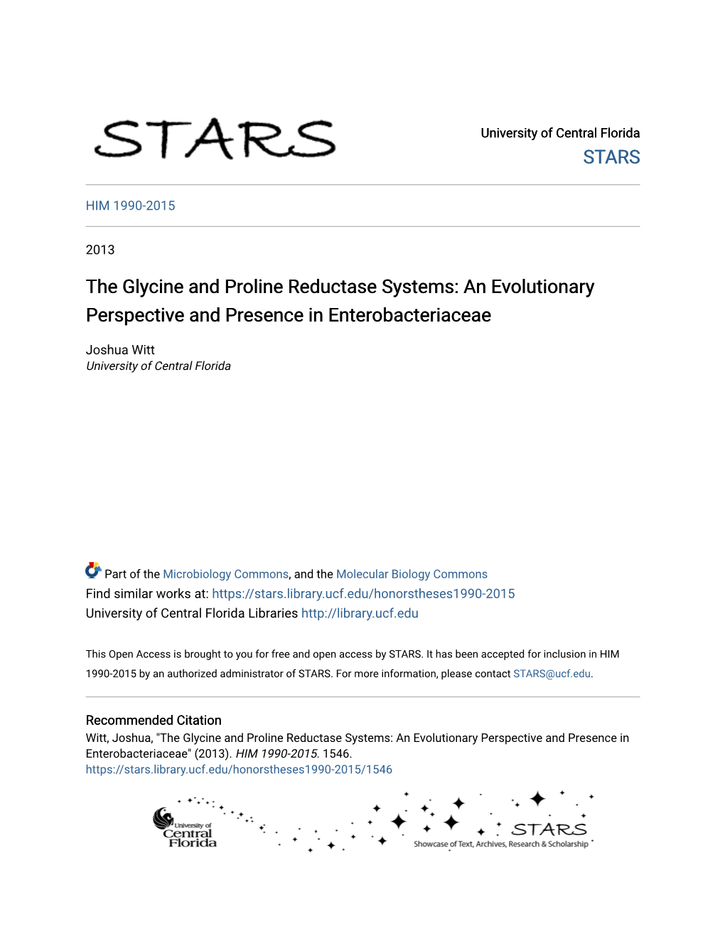 The Glycine and Proline Reductase Systems: an Evolutionary Perspective and Presence in Enterobacteriaceae