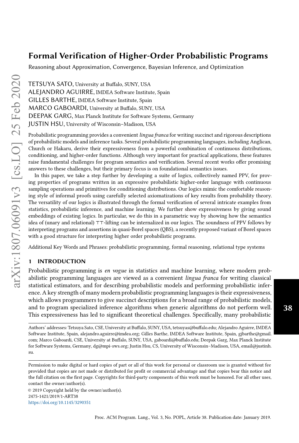 Formal Verification of Higher-Order Probabilistic Programs