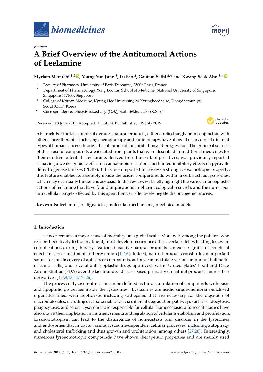 A Brief Overview of the Antitumoral Actions of Leelamine