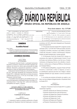 Órgão Oficial Da República De Angola