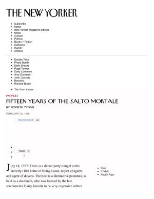 Profiles: Fifteen Years of the Salto Mortale : the New Yorker