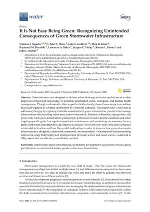 It Is Not Easy Being Green: Recognizing Unintended Consequences of Green Stormwater Infrastructure