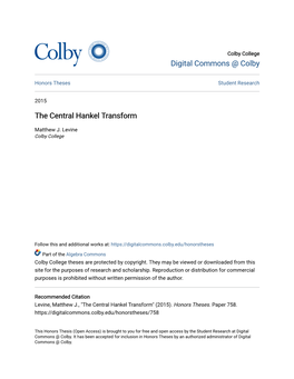 The Central Hankel Transform