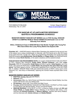 FOX NASCAR at Atlanta Motor Speedway Quotes & Programming