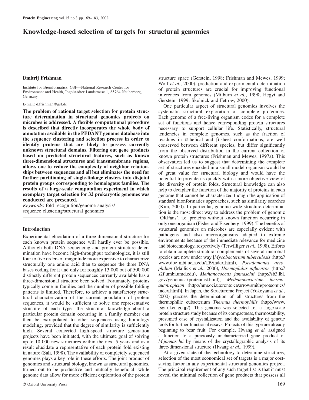 Knowledge-Based Selection of Targets for Structural Genomics