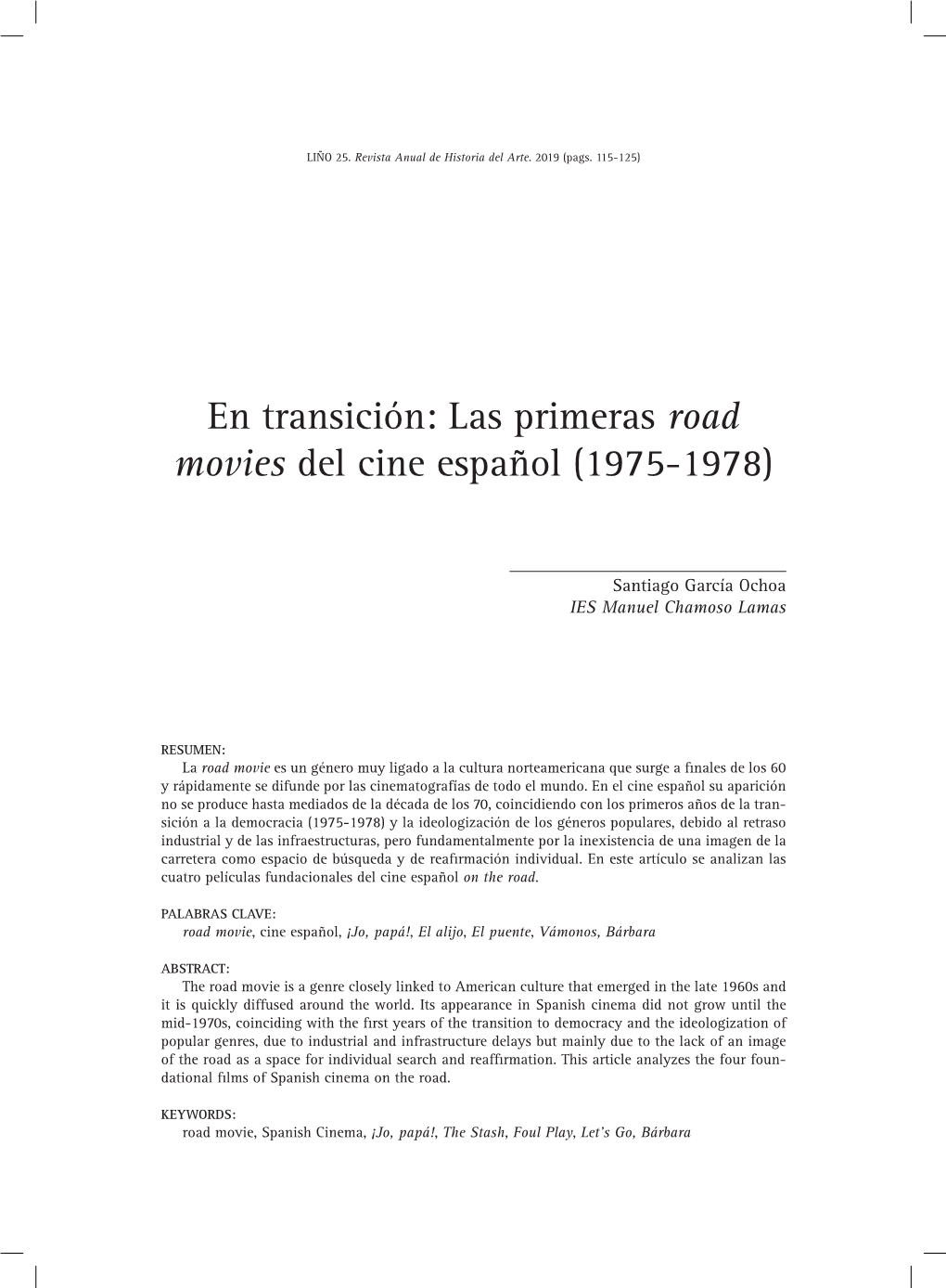 Las Primeras Road Movies Del Cine Español (1975-1978)