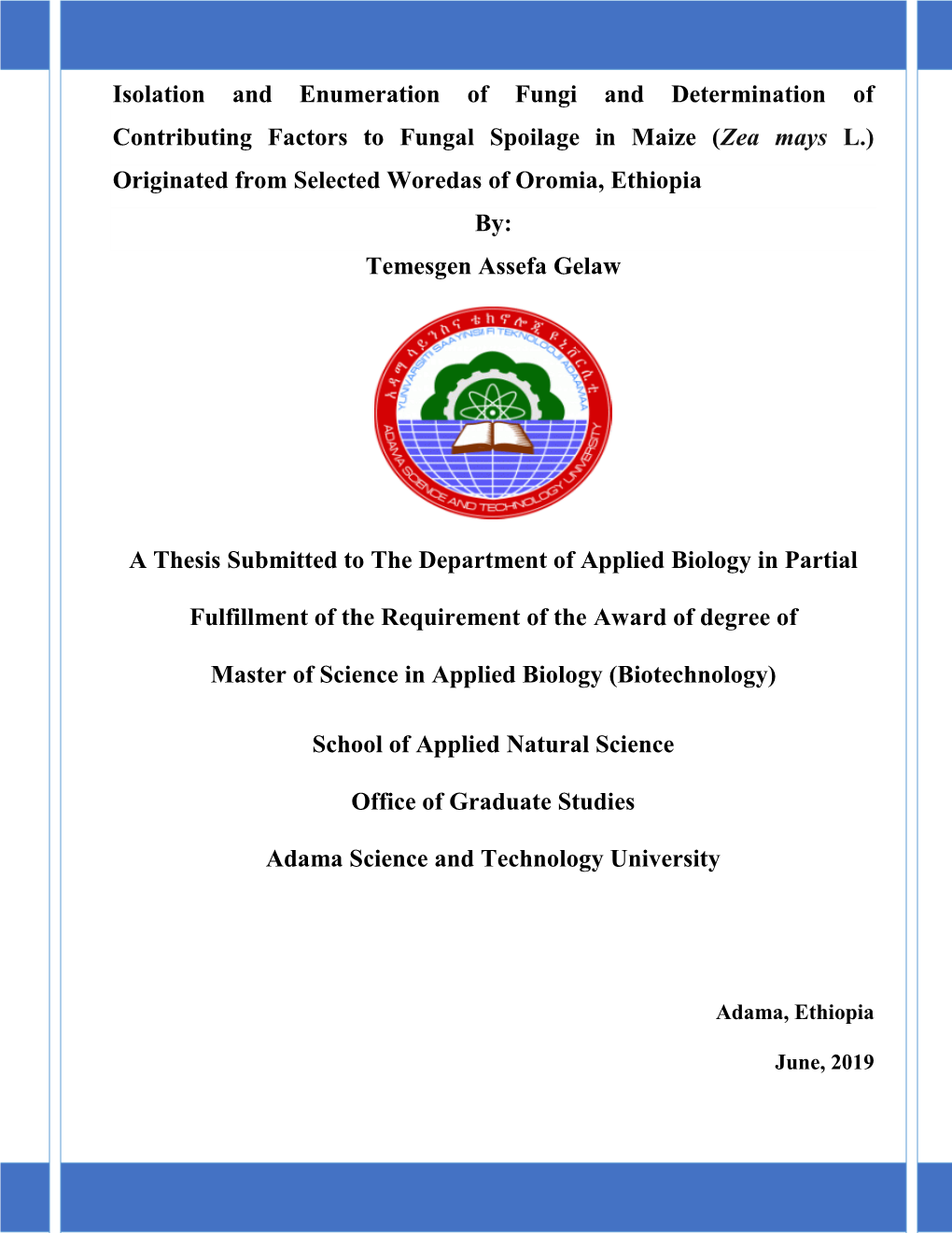 Isolation and Enumeration of Fungi and Determination Of