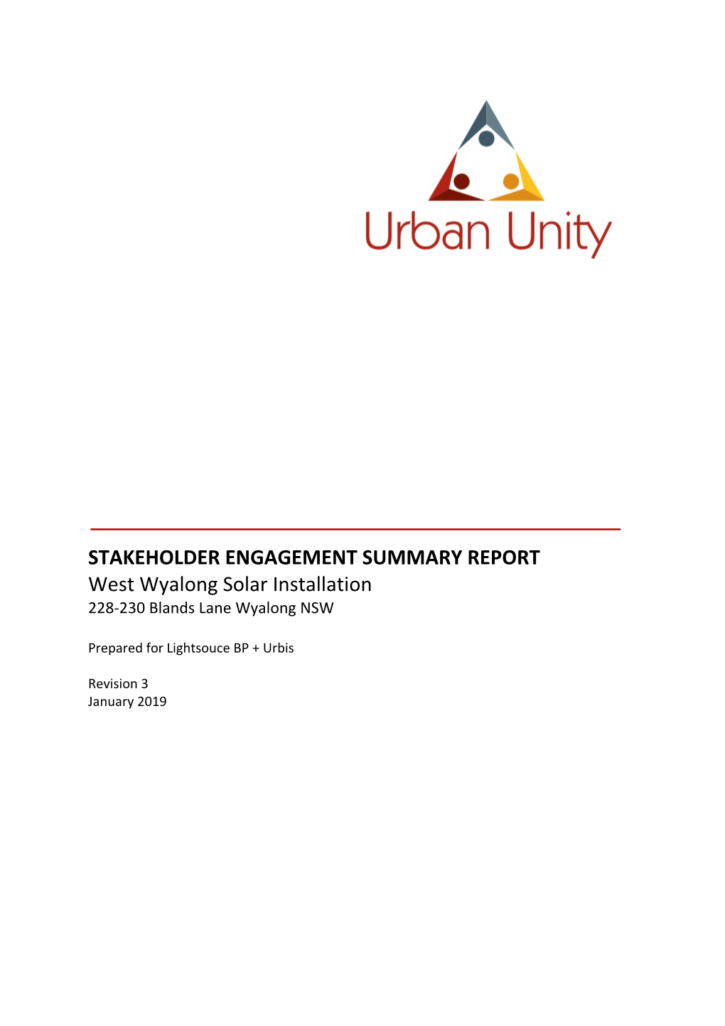 STAKEHOLDER ENGAGEMENT SUMMARY REPORT West Wyalong Solar Installation 228-230 Blands Lane Wyalong NSW