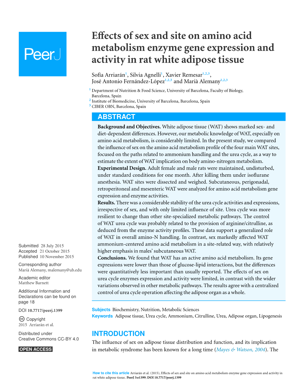 Effects of Sex and Site on Amino Acid Metabolism Enzyme Gene Expression and Activity in Rat White Adipose Tissue