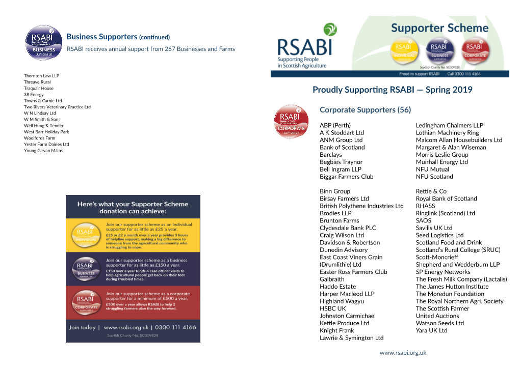 Proudly Supporting RSABI — Spring 2019