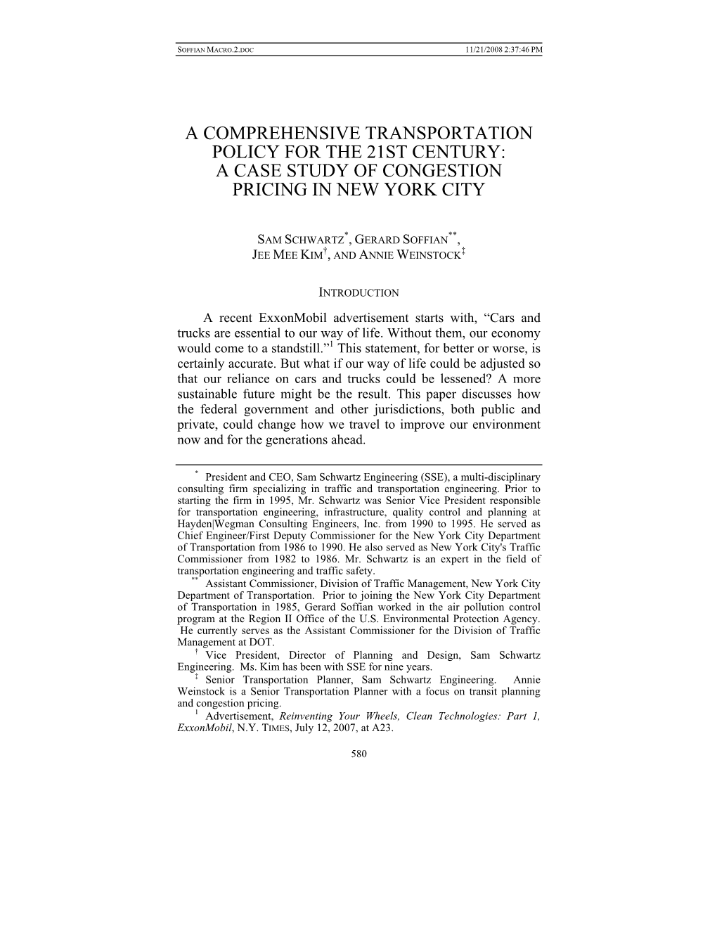 A Case Study of Congestion Pricing in New York City