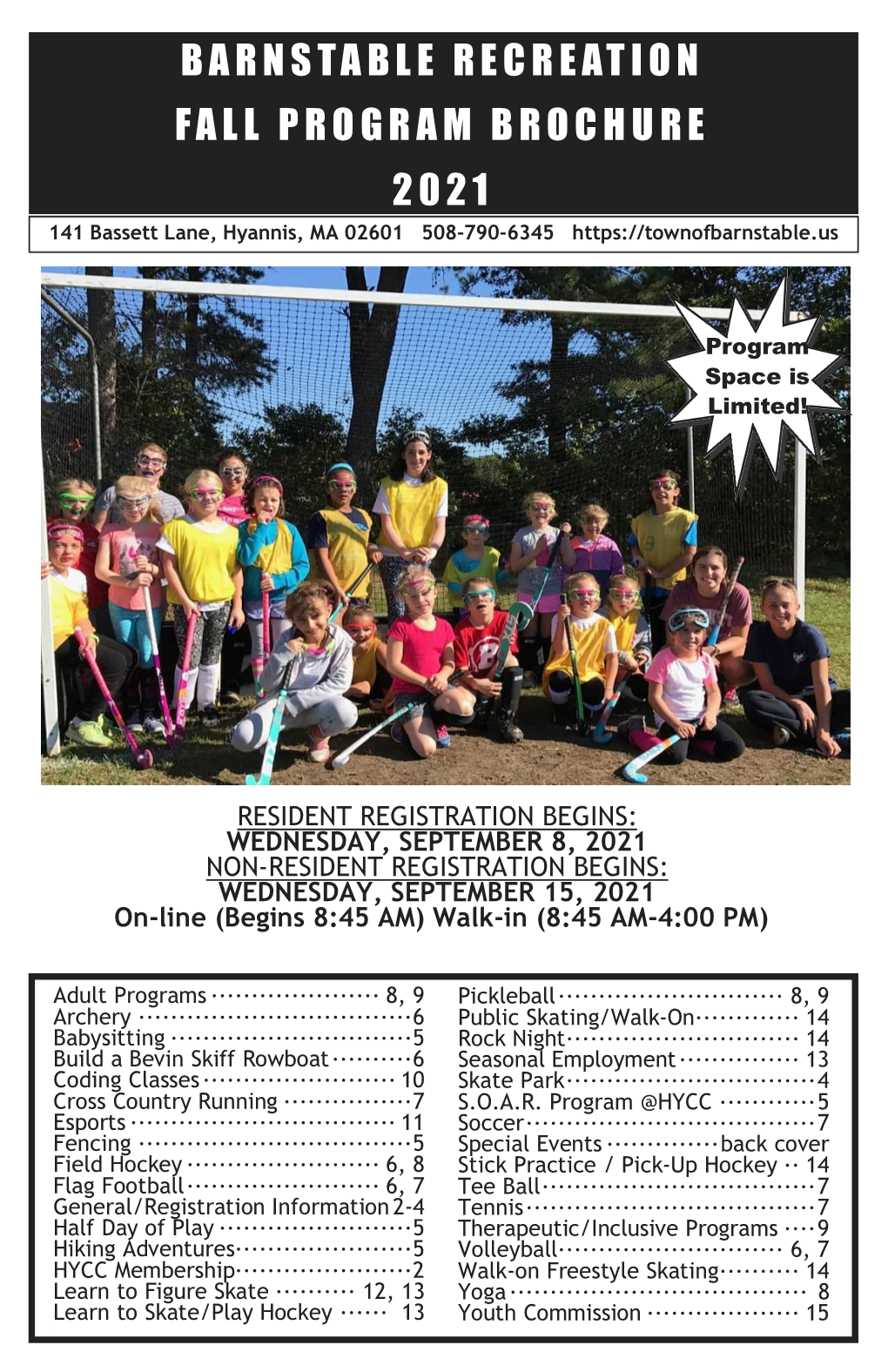 Barnstable Recreation Fall Program Brochure 2021