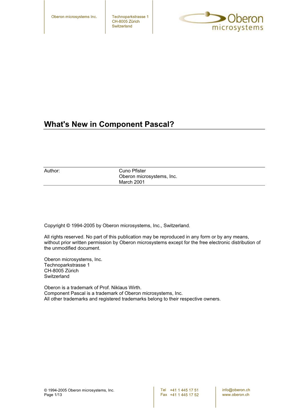 What's New in Component Pascal?