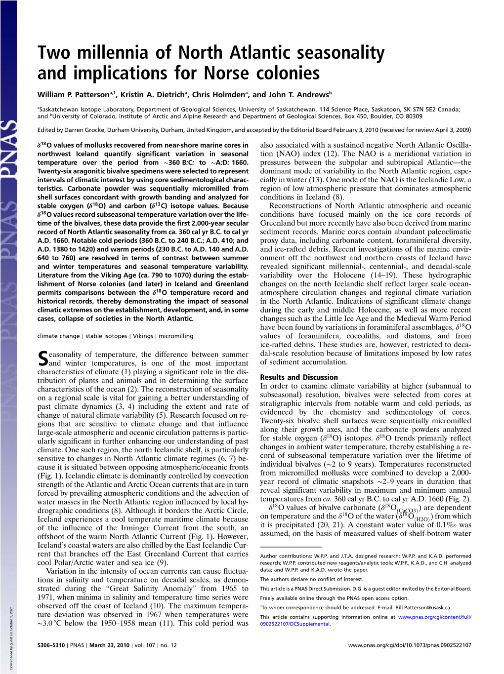 Two Millennia of North Atlantic Seasonality and Implications for Norse Colonies