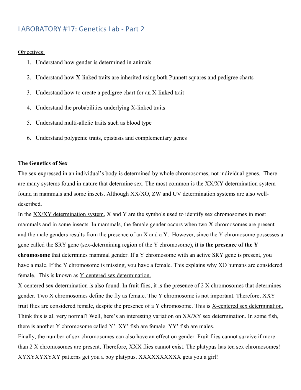 LABORATORY #17: Genetics Lab - Part 2