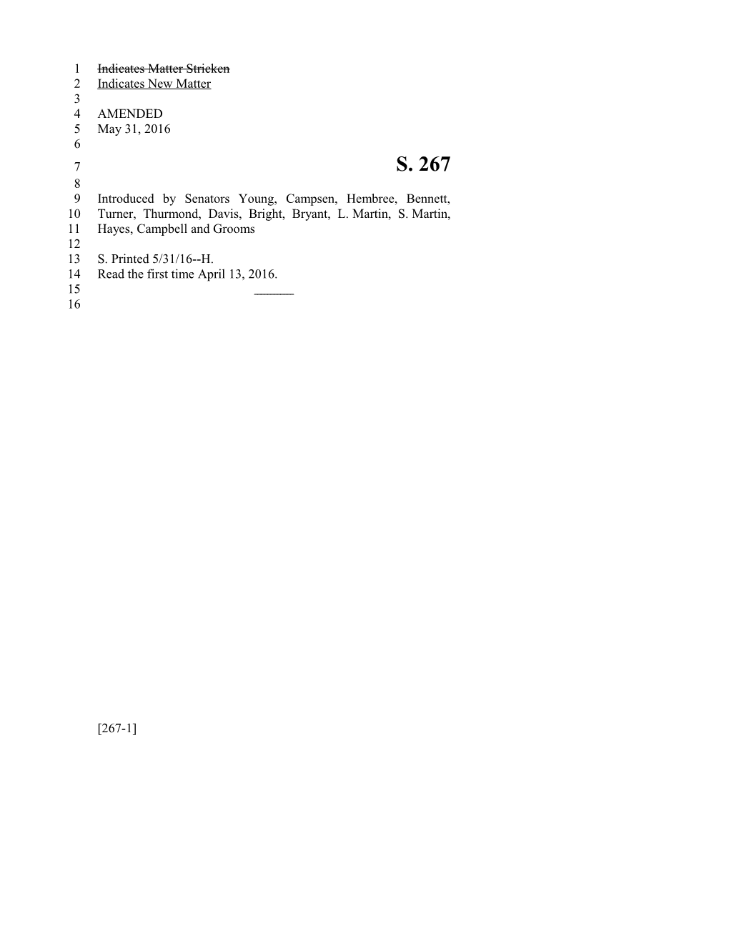 2015-2016 Bill 267 Text of Previous Version (May 31, 2016) - South Carolina Legislature Online