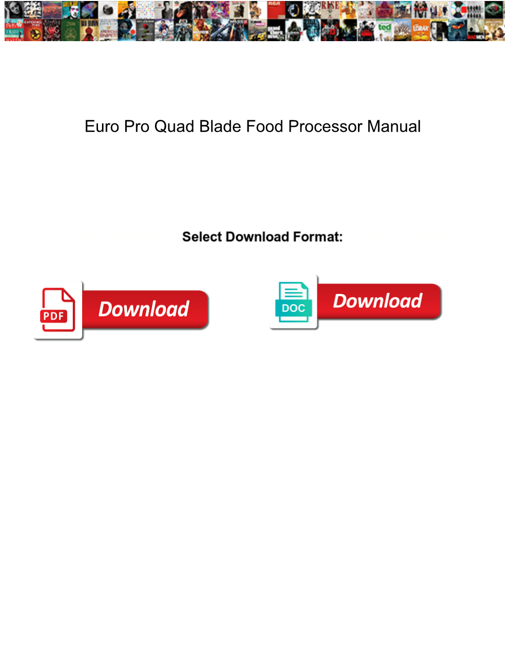 Euro Pro Quad Blade Food Processor Manual