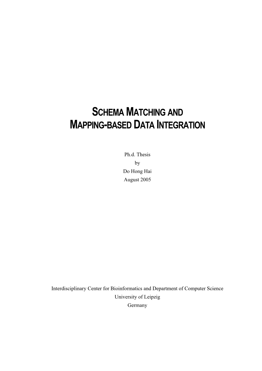 Schema Matching and Mapping-Based Data Integration