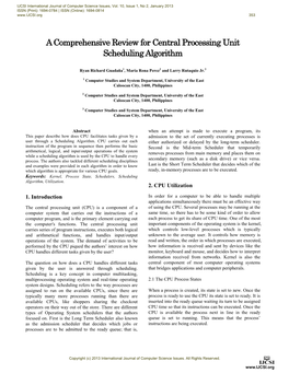 A Comprehensive Review for Central Processing Unit Scheduling Algorithm