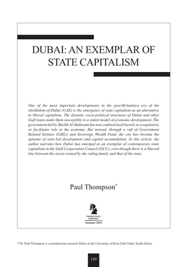 Dubai: an Exemplar of State Capitalism