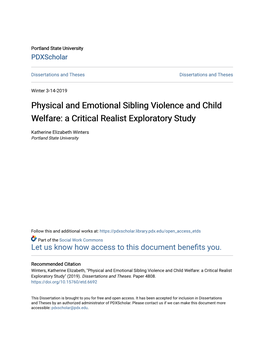 Physical and Emotional Sibling Violence and Child Welfare: a Critical Realist Exploratory Study